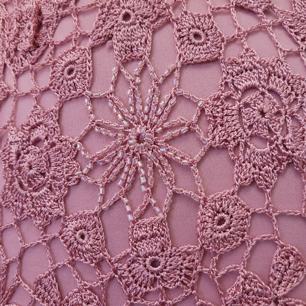 Vintage Y2K Crochet Beaded Regency Fairycore Daphne Bridgerton Slip Dress - Picture 8 of 14